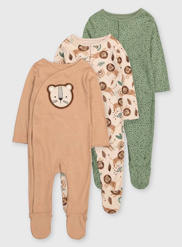 Buy Lion Sleepsuits 3 Pack Tiny Baby Sleepsuits and pyjamas Tu